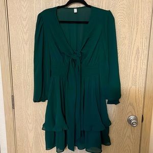 Dark Green Tie Front Dress - Size L